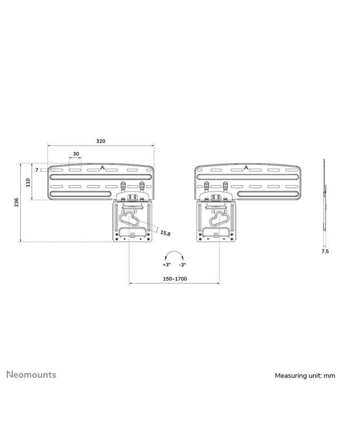 Supporto TV Neomounts WL30-265BL1 43" 60 Kg Supporto TV Neomounts WL30-265BL1 43" 60 Kg