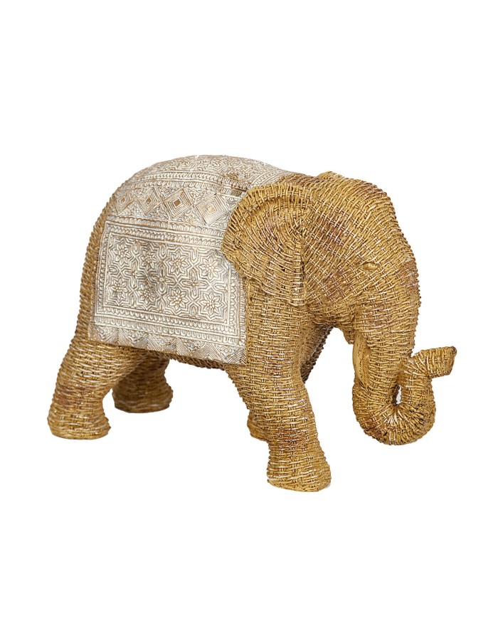 Statua Decorativa Romimex Beige Rattan Poliresina Elefante 29 x 20 x 12 cm Statua Decorativa Romimex Beige Rattan Poliresina Elefante 29 x 20 x 12 cm