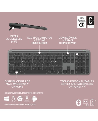 Tastiera Wireless Logitech 920-012455 Grafite QWERTY Tastiera Wireless Logitech 920-012455 Grafite QWERTY
