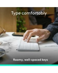 Tastiera Bluetooth Logitech 920-013011 Qwerty in Spagnolo Grigio Bianco/Grigio Tastiera Bluetooth Logitech 920-013011 Qwerty in Spagnolo Grigio Bianco/Grigio