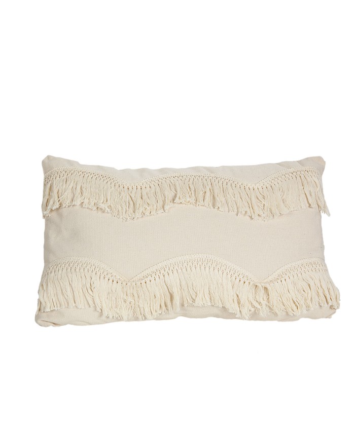 Cuscino Romimex Bianco Con frange 30 x 10 x 50 cm Cuscino Romimex Bianco Con frange 30 x 10 x 50 cm