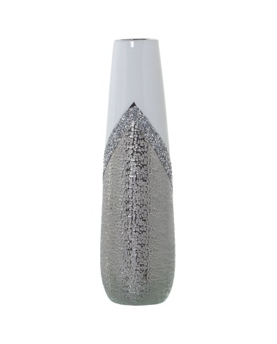 Vaso Alexandra House Living Bianco Argentato Ceramica Luminoso 13 x 13 x 45 cm Vaso Alexandra House Living Bianco Argentato Ceramica Luminoso 13 x 13 x 45 cm