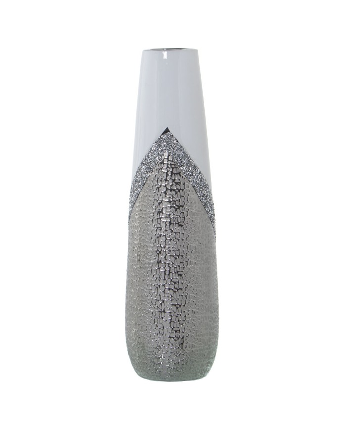 Vaso Alexandra House Living Bianco Argentato Ceramica Luminoso 13 x 13 x 45 cm Vaso Alexandra House Living Bianco Argentato Ceramica Luminoso 13 x 13 x 45 cm
