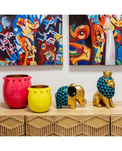 Statua Decorativa Alexandra House Living Dorato Acrilico Plastica Melammina Leone Statua Decorativa Alexandra House Living Dorato Acrilico Plastica Melammina Leone