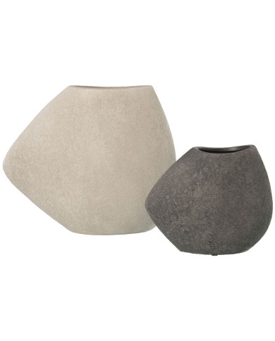 Set di 2 Vasi Alexandra House Living Bianco Grigio Ceramica Set di 2 Vasi Alexandra House Living Bianco Grigio Ceramica