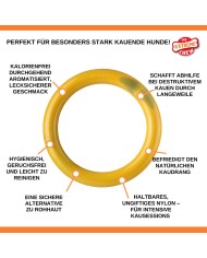 Giocattolo da mordere per cani Nylabone Ring Giallo Sandwich, Hamburger L Giocattolo da mordere per cani Nylabone Ring Giallo Sandwich, Hamburger L