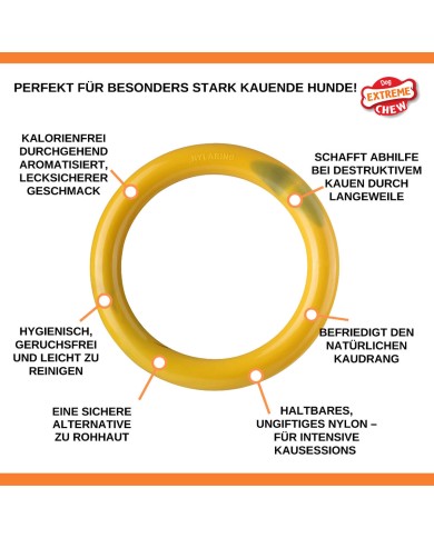 Giocattolo da mordere per cani Nylabone Ring Giallo Sandwich, Hamburger L Giocattolo da mordere per cani Nylabone Ring Giallo Sandwich, Hamburger L