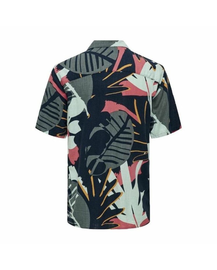 Camicia Only & Sons Onsbertil Reg Visc Linen Navy Casual Manica corta