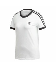 Maglia a Maniche Corte Donna Adidas 3 stripes Bianco Maglia a Maniche Corte Donna Adidas 3 stripes Bianco