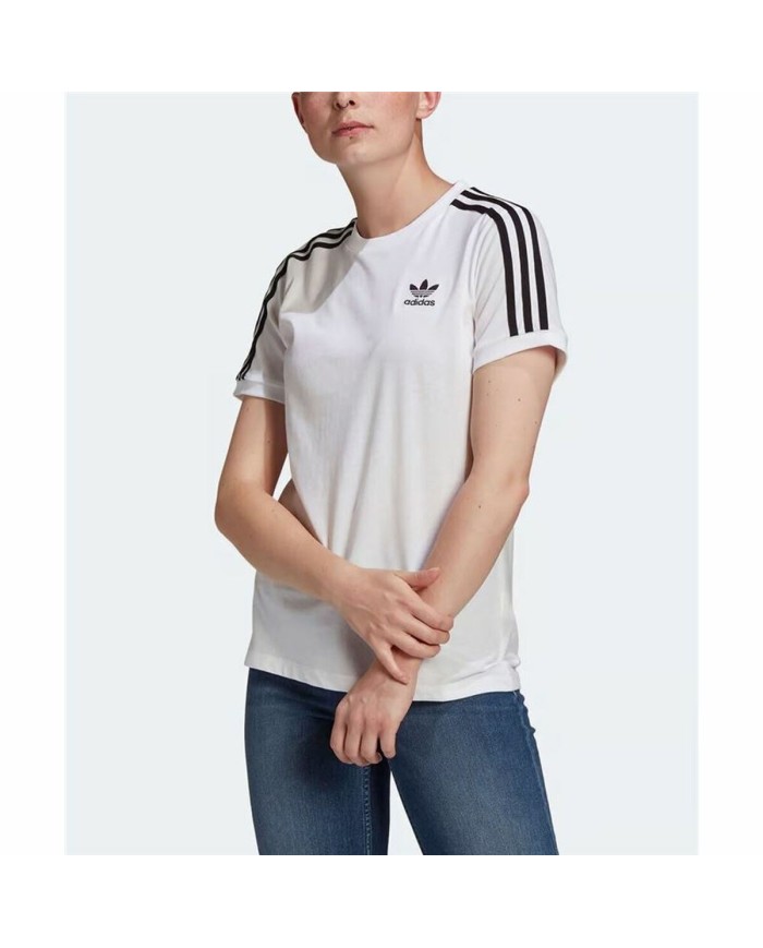 Maglia a Maniche Corte Donna Adidas 3 stripes Bianco Maglia a Maniche Corte Donna Adidas 3 stripes Bianco