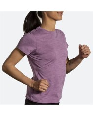 Maglia a Maniche Corte Donna Brooks Luxe Lilla Maglia a Maniche Corte Donna Brooks Luxe Lilla