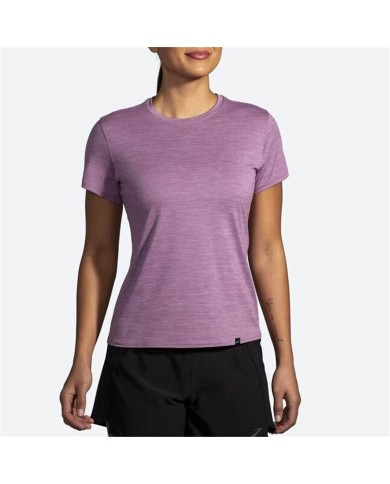 Maglia a Maniche Corte Donna Brooks Luxe Lilla Maglia a Maniche Corte Donna Brooks Luxe Lilla