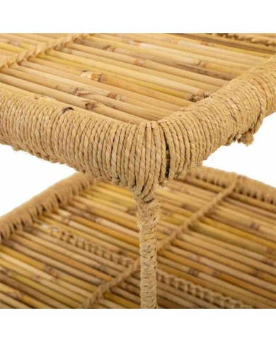 Tavolino da Caffè Alexandra House Living Naturale Bambù Corda Ferro 38 x 37 x 49 cm 1 Mensole