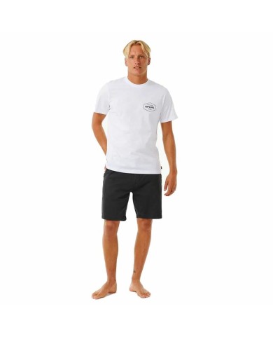 Maglia a Maniche Corte Uomo Rip Curl Stapler Bianco Maglia a Maniche Corte Uomo Rip Curl Stapler Bianco
