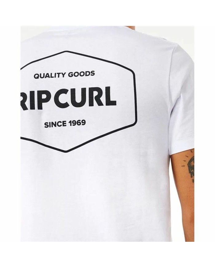 Maglia a Maniche Corte Uomo Rip Curl Stapler Bianco Maglia a Maniche Corte Uomo Rip Curl Stapler Bianco