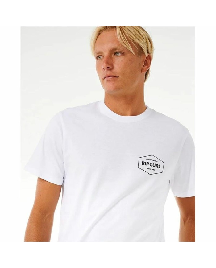 Maglia a Maniche Corte Uomo Rip Curl Stapler Bianco Maglia a Maniche Corte Uomo Rip Curl Stapler Bianco