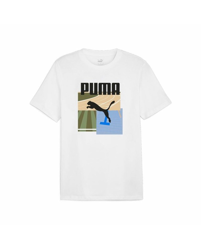 Maglia a Maniche Corte Uomo Puma GRAPHICS Summer Bianco Maglia a Maniche Corte Uomo Puma GRAPHICS Summer Bianco