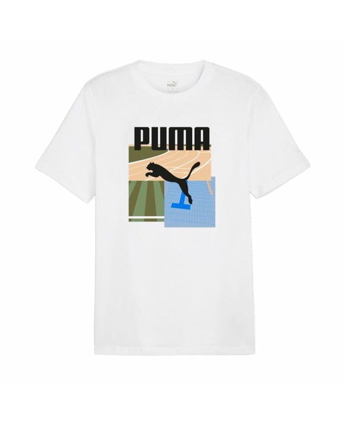 Maglia a Maniche Corte Uomo Puma GRAPHICS Summer Bianco Maglia a Maniche Corte Uomo Puma GRAPHICS Summer Bianco