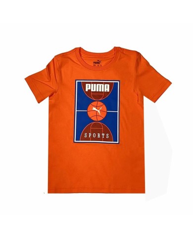 Maglia a Maniche Corte per Bambini Puma Bppo Basket Blank Ba Arancio Maglia a Maniche Corte per Bambini Puma Bppo Basket Blank Ba Arancio