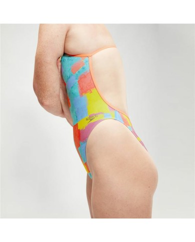 Costume da Bagno Donna Speedo Speedo Allover Digital V-Back Azzurro