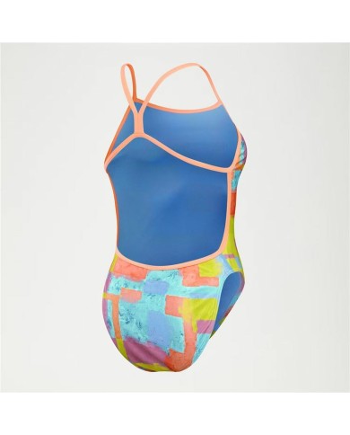 Costume da Bagno Donna Speedo Speedo Allover Digital V-Back Azzurro