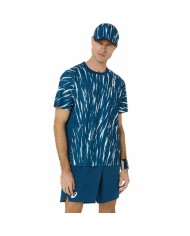Maglia Sportiva a Maniche Corte Asics Game Ss Top Bianco Azzurro Chiaro Tennis