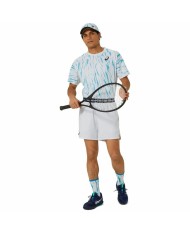 Maglia Sportiva a Maniche Corte Asics Game Ss Top Bianco Azzurro Chiaro Tennis