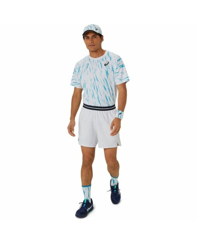 Maglia Sportiva a Maniche Corte Asics Game Ss Top Bianco Azzurro Chiaro Tennis