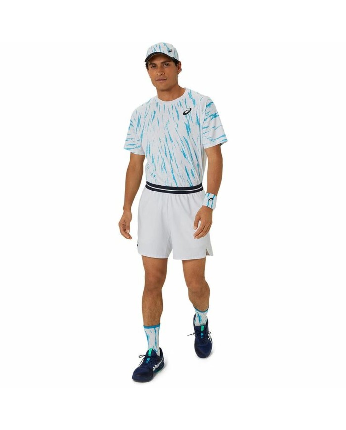 Maglia Sportiva a Maniche Corte Asics Game Ss Top Bianco Azzurro Chiaro Tennis