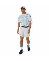 Maglia Sportiva a Maniche Corte Asics Game Ss Top Bianco Azzurro Chiaro Tennis