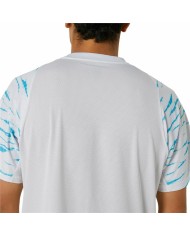 Maglia Sportiva a Maniche Corte Asics Game Ss Top Bianco Azzurro Chiaro Tennis