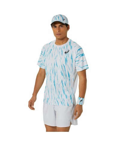 Maglia Sportiva a Maniche Corte Asics Game Ss Top Bianco Azzurro Chiaro Tennis