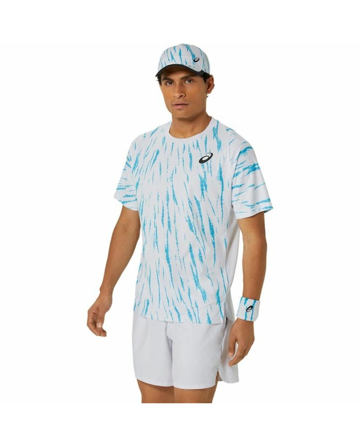 Maglia Sportiva a Maniche Corte Asics Game Ss Top Bianco Azzurro Chiaro Tennis