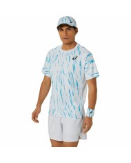 Maglia Sportiva a Maniche Corte Asics Game Ss Top Bianco Azzurro Chiaro Tennis