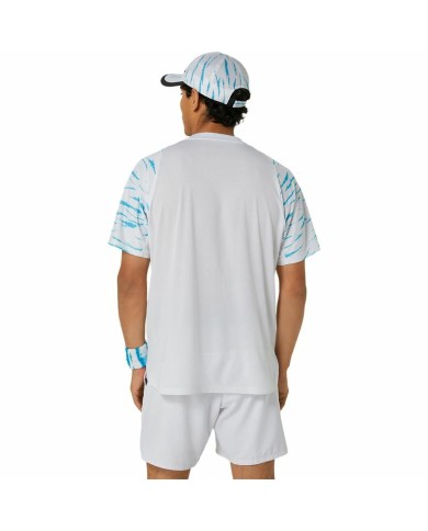 Maglia Sportiva a Maniche Corte Asics Game Ss Top Bianco Azzurro Chiaro Tennis