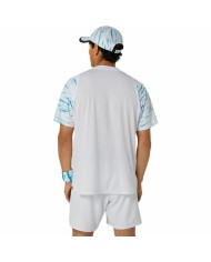 Maglia Sportiva a Maniche Corte Asics Game Ss Top Bianco Azzurro Chiaro Tennis
