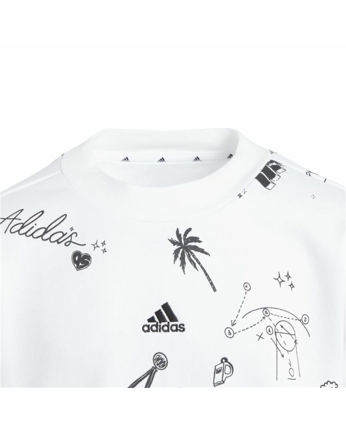 Felpa senza Cappuccio da Bambina Adidas Jg Bluv Q3Sweat Bianco