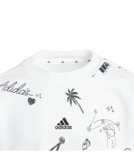Felpa senza Cappuccio da Bambina Adidas Jg Bluv Q3Sweat Bianco