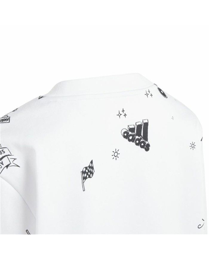 Felpa senza Cappuccio da Bambina Adidas Jg Bluv Q3Sweat Bianco