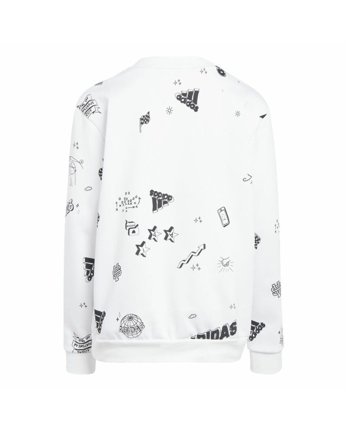 Felpa senza Cappuccio da Bambina Adidas Jg Bluv Q3Sweat Bianco