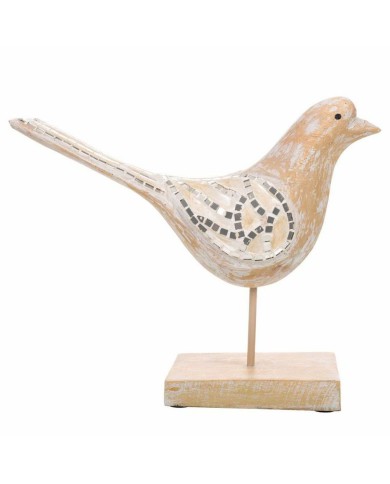 Statua Decorativa Alexandra House Living Bianco Naturale Legno Vetro Uccello 26 x 12 x 30 cm Statua Decorativa Alexandra House Living Bianco Naturale Legno Vetro Uccello 26 x 12 x 30 cm