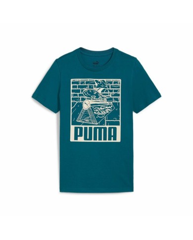 Maglia a Maniche Corte per Bambini Puma Ess+ Mid 90S Graphic Azzurro Maglia a Maniche Corte per Bambini Puma Ess+ Mid 90S Graphic Azzurro