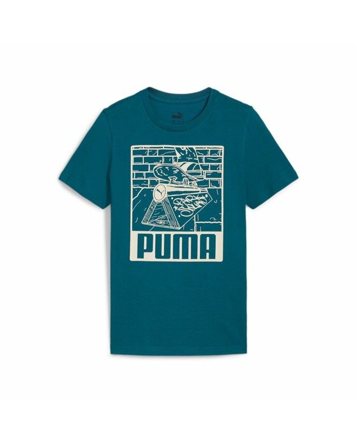 Maglia a Maniche Corte per Bambini Puma Ess+ Mid 90S Graphic Azzurro Maglia a Maniche Corte per Bambini Puma Ess+ Mid 90S Graphic Azzurro