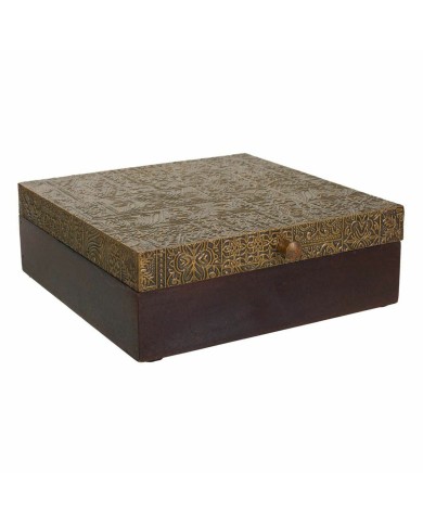 Scatola-Portagioie Alexandra House Living Marrone scuro Ottone Legno di mango Legno MDF 20 x 7 x 20 cm Scatola-Portagioie Alexandra House Living Marrone scuro Ottone Legno di mango Legno MDF 20 x 7 x 20 cm