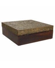 Scatola-Portagioie Alexandra House Living Marrone scuro Ottone Legno di mango Legno MDF 20 x 7 x 20 cm