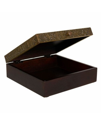 Scatola-Portagioie Alexandra House Living Marrone scuro Ottone Legno di mango Legno MDF 20 x 7 x 20 cm