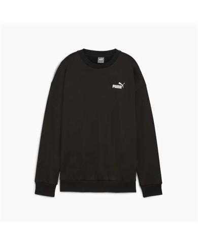 Felpa senza Cappuccio Donna Puma Essentials+ Relaxed Small Logo Crew Fl Nero Felpa senza Cappuccio Donna Puma Essentials+ Relaxed Small Logo Crew Fl Nero