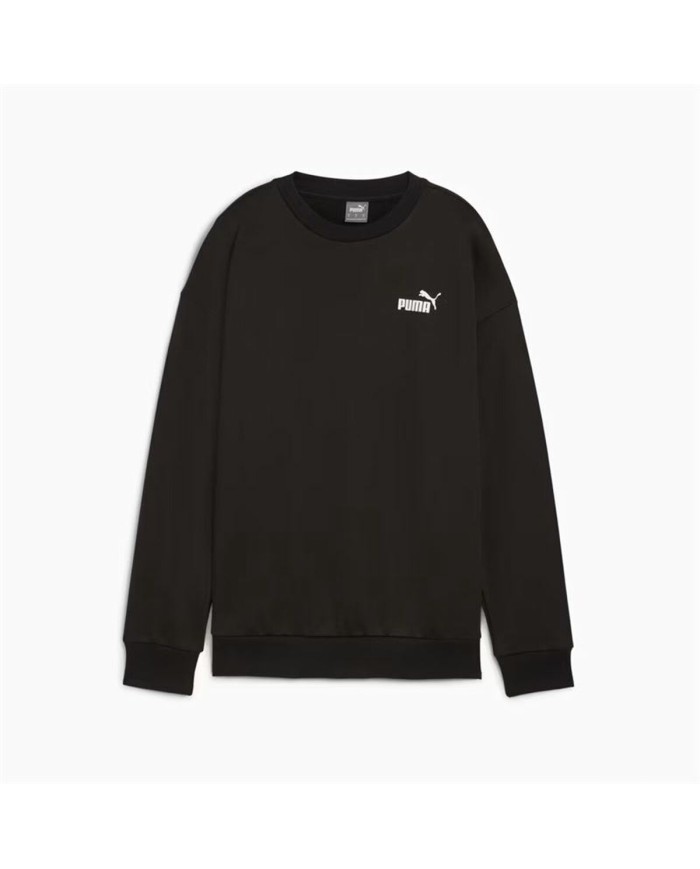 Felpa senza Cappuccio Donna Puma Essentials+ Relaxed Small Logo Crew Fl Nero Felpa senza Cappuccio Donna Puma Essentials+ Relaxed Small Logo Crew Fl Nero