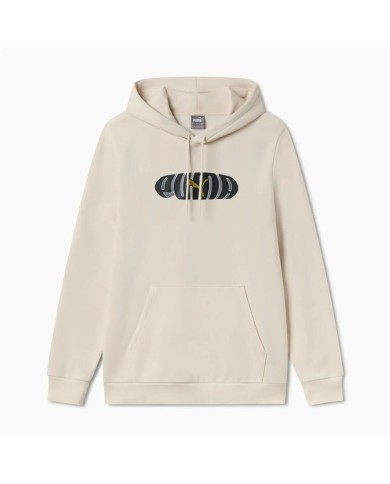 Felpa con Cappuccio Uomo Puma Ess+ Graphic Hoodie Fl Beige