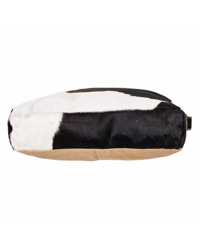 Cuscino Alexandra House Living Bianco Nero Pelle 10 x 48 x 48 cm